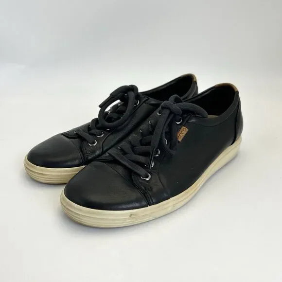 ECCO Soft 7 Comfort Sneakers Womens Sz 7-7.5 Black Leather Low Top Casual City - Picture 2 of 9